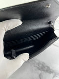 SAINT LAURENT BLACK GRAIN DE POUDRE LEATHER CASSANDRE ENVELOPE CHAIN WALLET Crossbody/Shoulder Bag