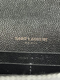 SAINT LAURENT BLACK GRAIN DE POUDRE LEATHER CASSANDRE ENVELOPE CHAIN WALLET Crossbody/Shoulder Bag
