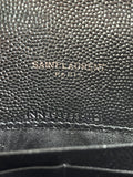 SAINT LAURENT BLACK GRAIN DE POUDRE LEATHER CASSANDRE ENVELOPE CHAIN WALLET Crossbody/Shoulder Bag