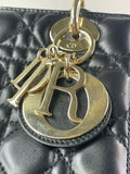 CHRISTIAN DIOR Black Lambskin Cannage Small Lucky Badges My Lady Dior Shoulder/Crossbody Bag
