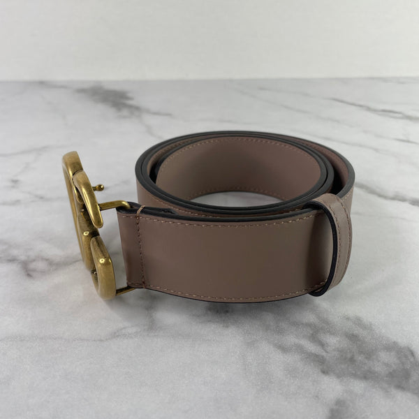 GUCCI Dusty Pink Leather Belt with Double G Buckle