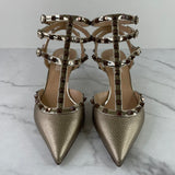 Valentino Metallic Skin Ankle Rockstud Pumps Size 38.5