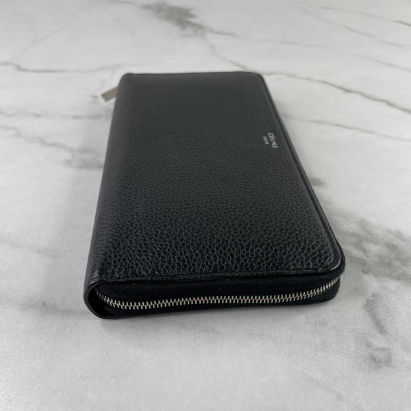 Celine Black Grained Calfskin Zipped Wallet