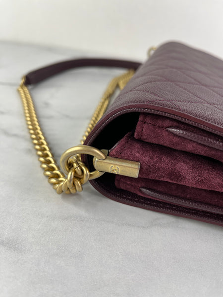 CHANEL Burgundy Caviar Suede Stitched Lady Coco Flap Crossbody/Shoulder Bag