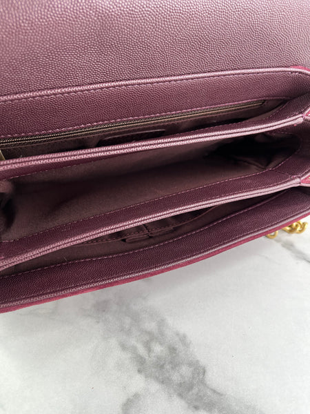 CHANEL Burgundy Caviar Suede Stitched Lady Coco Flap Crossbody/Shoulder Bag