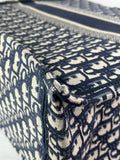 Christian Dior Ecru and Blue Oblique Embroidery Large Book Tote