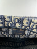 Christian Dior Ecru and Blue Oblique Embroidery Large Book Tote