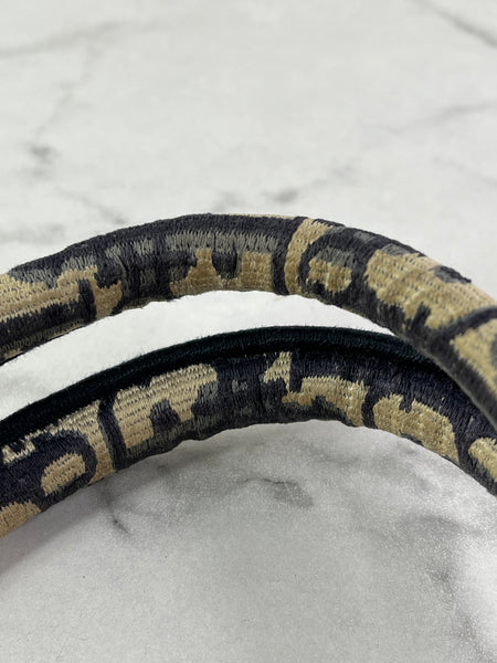 Christian Dior Ecru and Blue Oblique Embroidery Large Book Tote