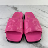 GUCCI Pink Leather GG Charlotte Sandals Size 38