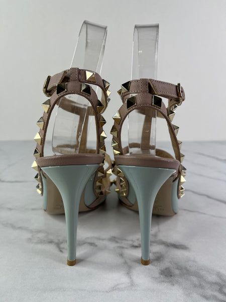 Valentino Blu Porcellana/Poudre Patent Rockstud Pumps Size 36.5