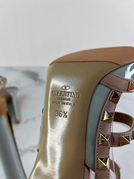 Valentino Blu Porcellana/Poudre Patent Rockstud Pumps Size 36.5