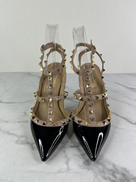 Valentino Black/Poudre Patent Rockstud Pumps Size 36.5
