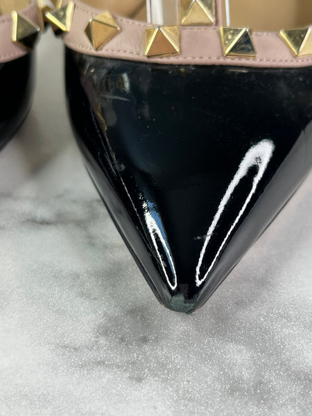 Valentino Black/Poudre Patent Rockstud Pumps Size 36.5