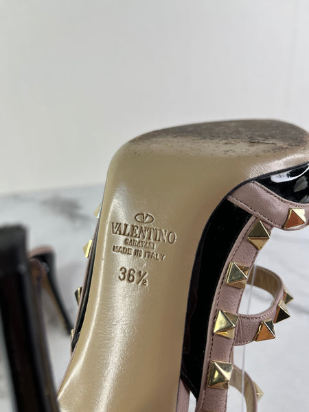 Valentino Black/Poudre Patent Rockstud Pumps Size 36.5