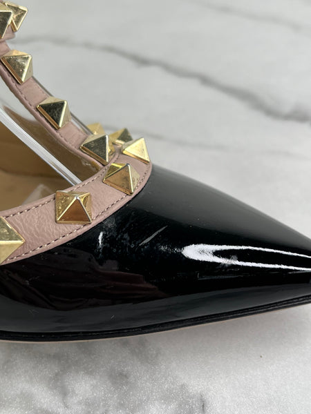 Valentino Black/Poudre Patent Rockstud Pumps Size 36.5