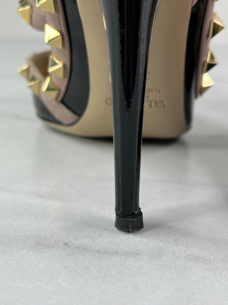 Valentino Black/Poudre Patent Rockstud Pumps Size 36.5