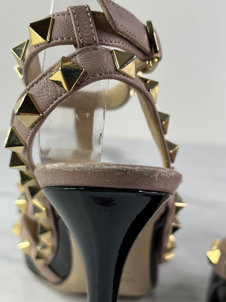 Valentino Black/Poudre Patent Rockstud Pumps Size 36.5
