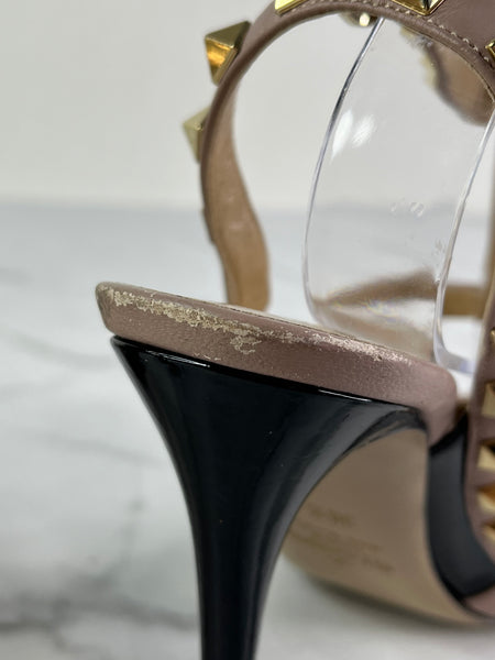 Valentino Black/Poudre Patent Rockstud Pumps Size 36.5