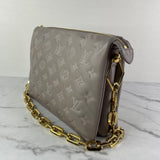 LOUIS VUITTON Lambskin Embossed Monogram Coussin PM Gris (Grey) Crossbody/Shoulder Bag