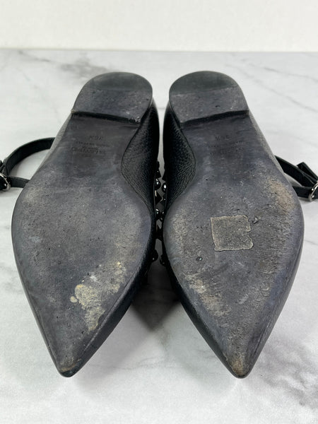 Valentino Black Rockstud Caged Ballet Flats Size: 36.5
