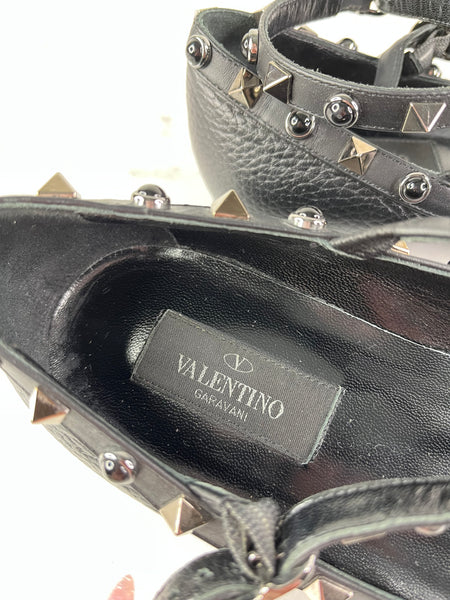 Valentino Black Rockstud Caged Ballet Flats Size: 36.5
