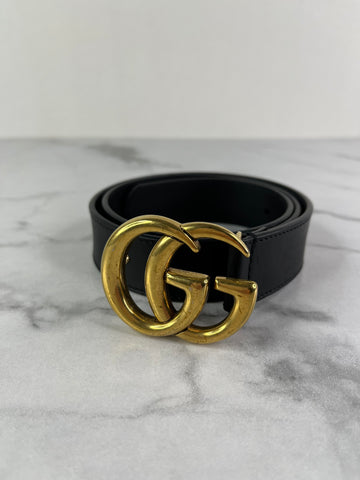 GUCCI Black GG Marmont Belt Size: 75/30
