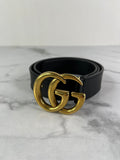 GUCCI Black GG Marmont Belt Size: 75/30
