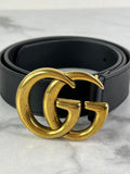 GUCCI Black GG Marmont Belt Size: 75/30