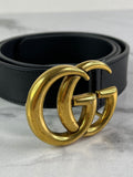 GUCCI Black GG Marmont Belt Size: 75/30