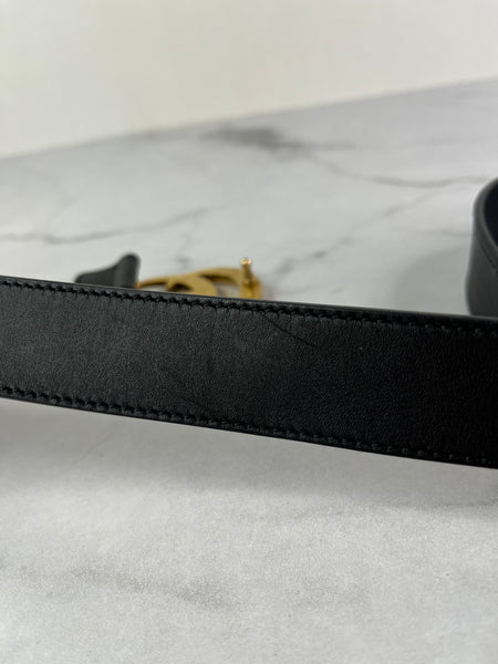 GUCCI Black GG Marmont Belt Size: 75/30