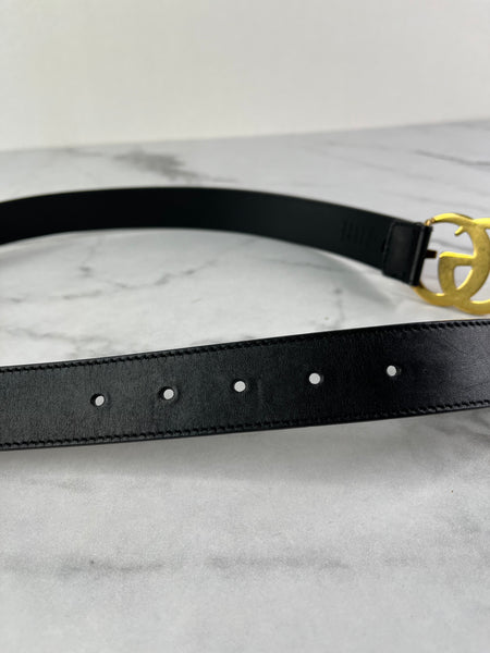 GUCCI Black GG Marmont Belt Size: 75/30