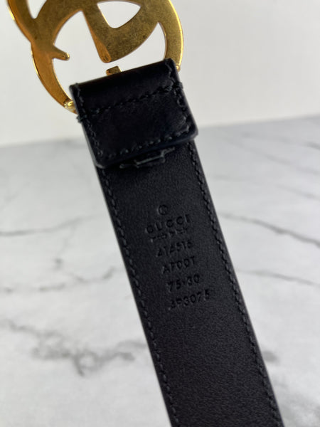 GUCCI Black GG Marmont Belt Size: 75/30