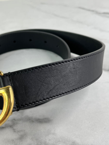 GUCCI Black GG Marmont Belt Size: 75/30