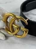 GUCCI Black GG Marmont Belt Size: 75/30