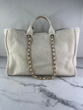 CHANEL Ivory/Cream/Gold Large Deauville Tote Bag