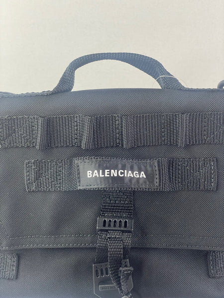 BALENCIAGA Unisex Small Black Army Recycled Nylon Messenger Crossbody/Shoulder Bag