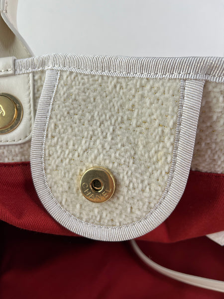 CHANEL Ivory/Cream/Gold Large Deauville Tote Bag