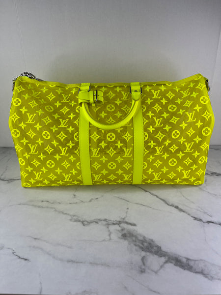 LOUIS VUITTON Yellow Monogram Fluo See Through Keepall Bandouliere 50