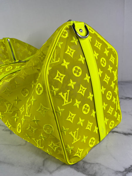 LOUIS VUITTON Yellow Monogram Fluo See Through Keepall Bandouliere 50