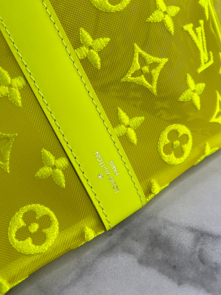 LOUIS VUITTON Yellow Monogram Fluo See Through Keepall Bandouliere 50