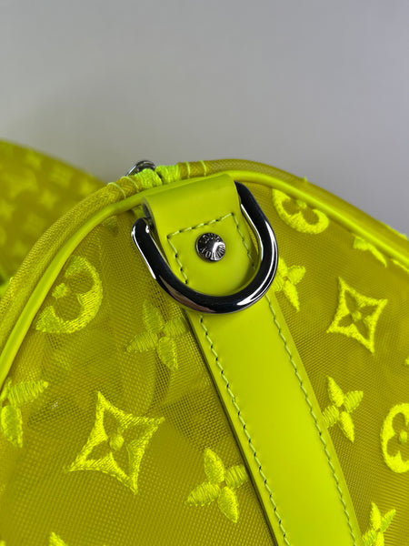 LOUIS VUITTON Yellow Monogram Fluo See Through Keepall Bandouliere 50