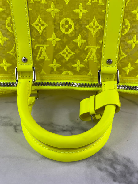 LOUIS VUITTON Yellow Monogram Fluo See Through Keepall Bandouliere 50