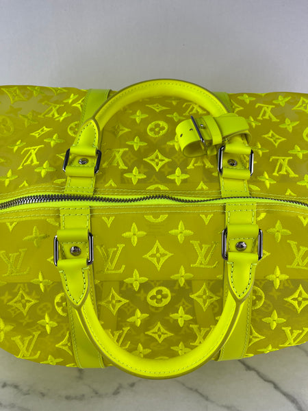 LOUIS VUITTON Yellow Monogram Fluo See Through Keepall Bandouliere 50