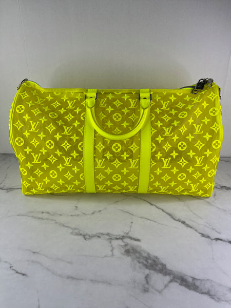 LOUIS VUITTON Yellow Monogram Fluo See Through Keepall Bandouliere 50