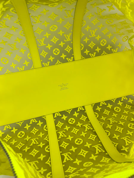LOUIS VUITTON Yellow Monogram Fluo See Through Keepall Bandouliere 50