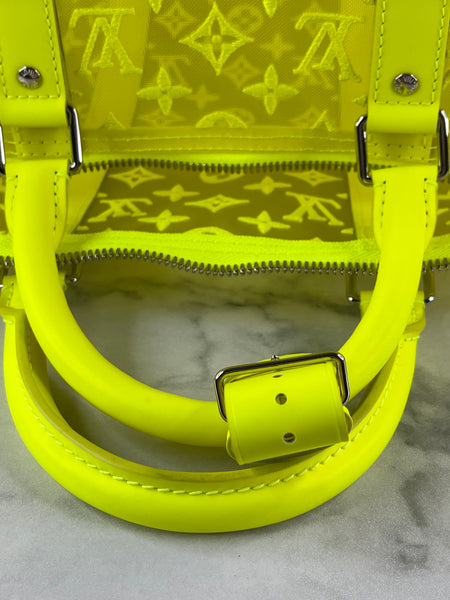 LOUIS VUITTON Yellow Monogram Fluo See Through Keepall Bandouliere 50