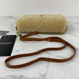 SAINT LAURENT Brown Shearling Monogram Phone Holder Crossbody/Shoulder Bag