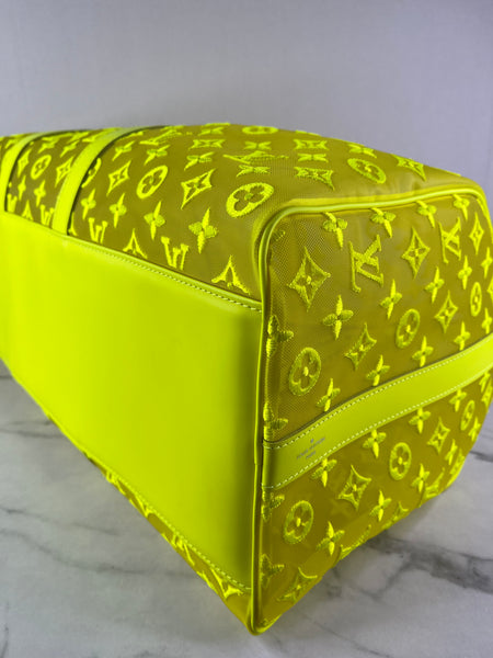 LOUIS VUITTON Yellow Monogram Fluo See Through Keepall Bandouliere 50