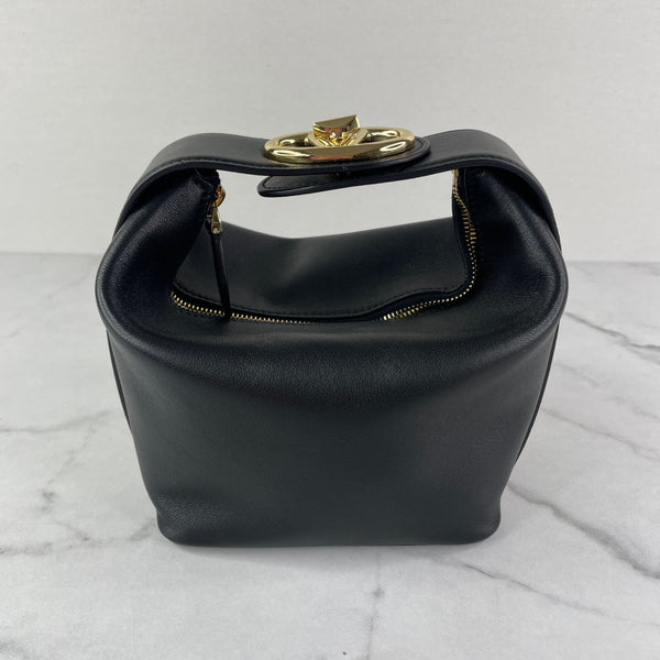 Valentino Black The Bold VLOGO Leather Top-Handle Bag