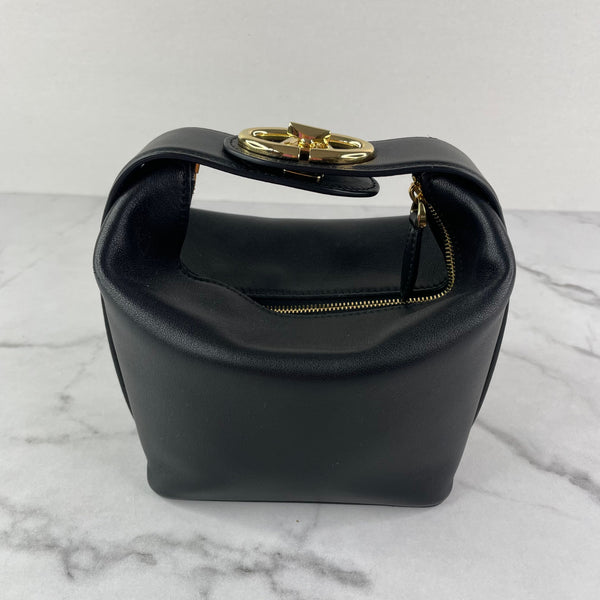 Valentino Black The Bold VLOGO Leather Top-Handle Bag